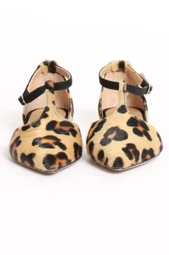Ballerina con T-bar animalier beige/nero