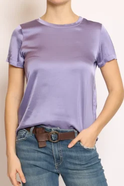 Blusa girocollo satin glicine