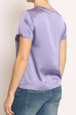 Blusa girocollo satin glicine