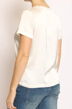 Blusa girocollo satin latte