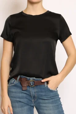 Blusa girocollo satin nero