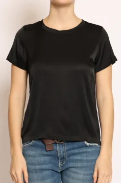 Blusa girocollo satin nero