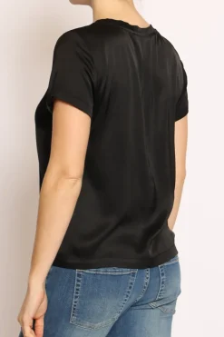 Blusa girocollo satin nero