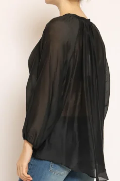 Blusa in mussola nero