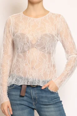 Blusa in pizzo elasticizzato bianco