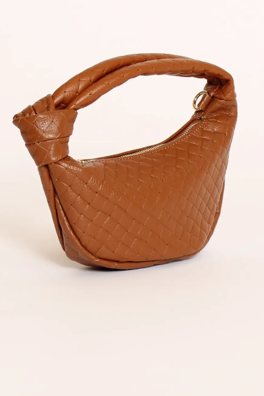 Borsa cestinata cuoio
