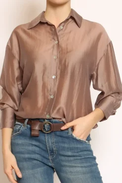 Camicia CAMY in mussola TENCEL FIBRA NATURALE mauve