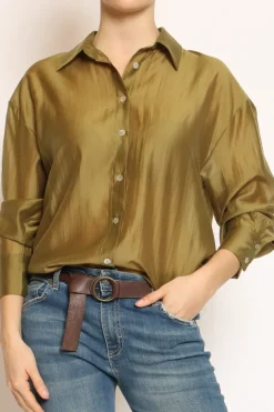 Camicia CAMY in mussola TENCEL FIBRA NATURALE oliva
