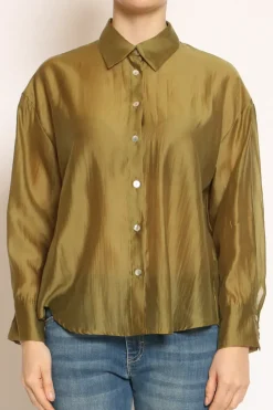 Camicia CAMY in mussola TENCEL FIBRA NATURALE oliva