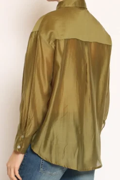 Camicia CAMY in mussola TENCEL FIBRA NATURALE oliva