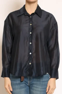 Camicia CAMY in mussola TENCEL FIBRA NATURALE blu
