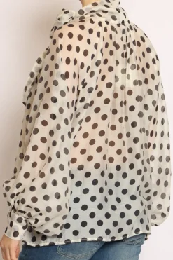 Camicia colletto fiocco pois bianco/nero
