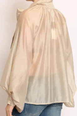 Camicia collo fiocco champagne
