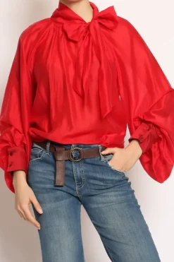 Camicia collo fiocco cherry
