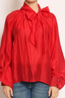 Camicia collo fiocco cherry