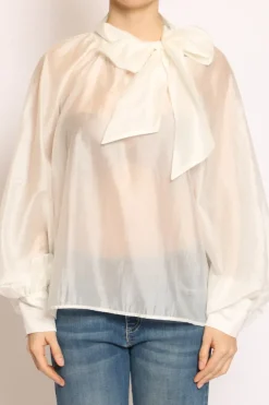 Camicia collo fiocco latte