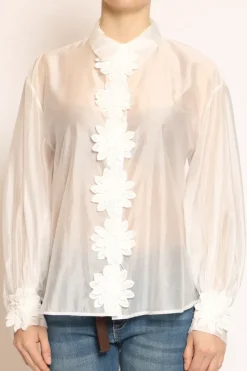 Camicia dettaglio fiorato naturale