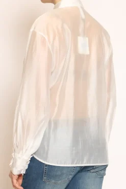 Camicia dettaglio fiorato naturale