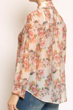 Camicia MIA fantasia in mussola LYOCELL FIBRA NATURALE floreale nude/rosa/verde
