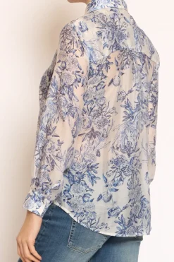 Camicia MIA fantasia in mussola LYOCELL FIBRA NATURALE floreale latte/royal