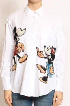 Camicia patch topo bianco
