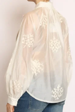 Camicia ricamo fiori piccoli avorio