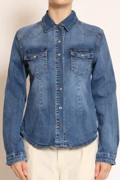 Camicia slim fit tela denim elasticizzata denim scuro
