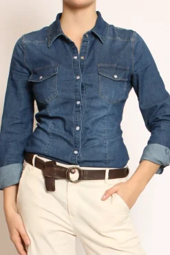 Camicia slim fit tela denim light stretch denim