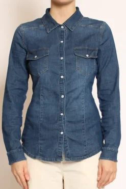 Camicia slim fit tela denim light stretch denim