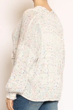 Cardigan con bottoni filo multicolor panna