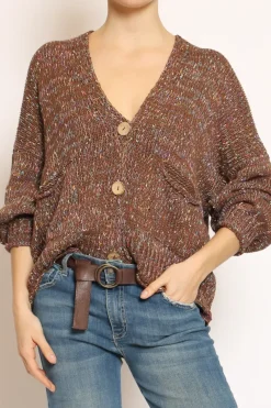 Cardigan con bottoni filo multicolor moro