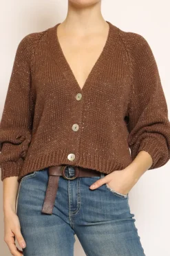 Cardigan filo lurex moro/oro