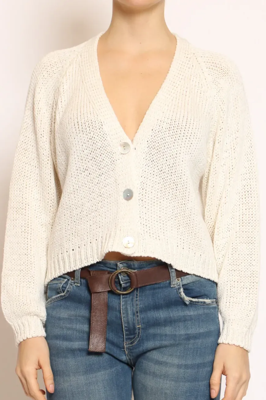 Cardigan filo lurex panna/oro