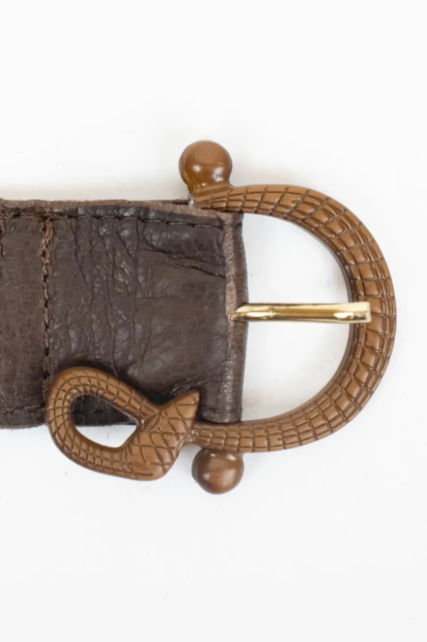 Cinta pelle fibbia snake moro