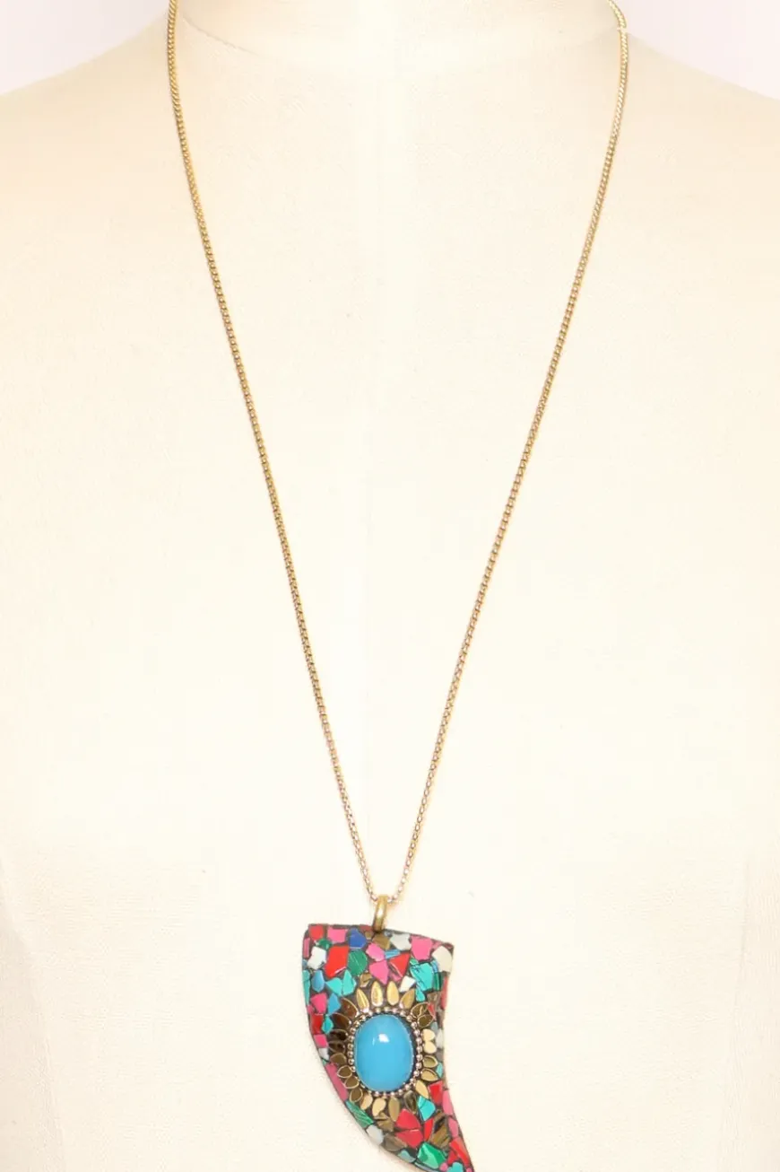 Collana corno con mosaico multicolor