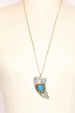 Collana corno con mosaico perla/turchese