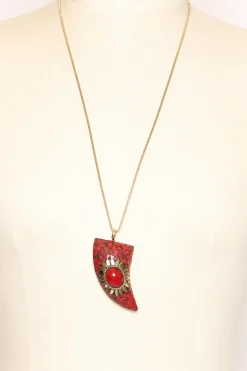Collana corno con mosaico - rosso/rosso