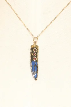 Collana corno fino con mosaico nero/oro/ottanio