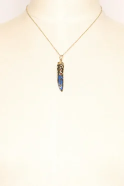 Collana corno fino con mosaico nero/oro/ottanio