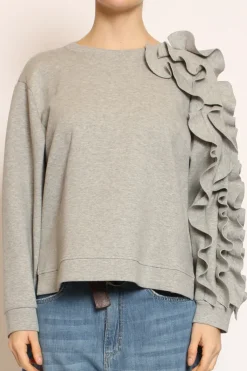 Felpa con rouches grigio