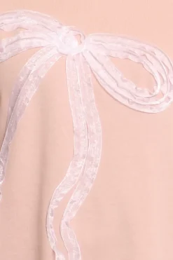 Felpa girocollo fiocco rosa