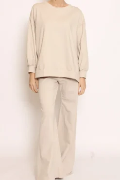 Felpa light spacchi laterali beige
