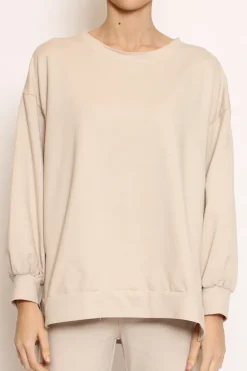 Felpa light spacchi laterali beige