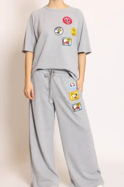 Felpa patch Snoopy grigio