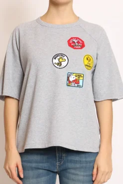 Felpa patch Snoopy grigio