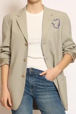 Giacca bottoni applicazione strass beige