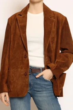 Giacca 2 bottoni scamosciata genuine leather cuoio