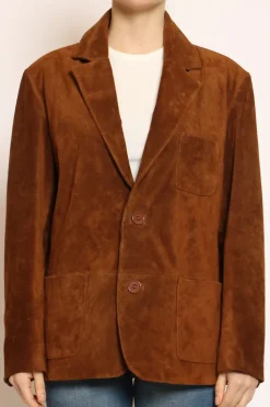 Giacca 2 bottoni scamosciata genuine leather cuoio