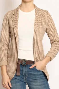 Giacca JIN elasticizzata esagono lurex burro/biscotto/oro