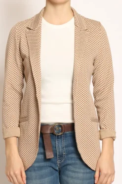 Giacca JIN elasticizzata esagono lurex burro/biscotto/oro